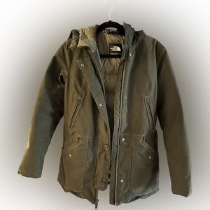 The North Face Jacket M Forest Green Goose Down Insulated Parka Great Condition